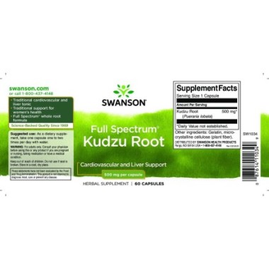 Kudzu radacina 500mg 60 Capsule, Swanson, dependenta alcool Kudzu radacin beneficii: poate ajuta in caz de alcoolism si dependen