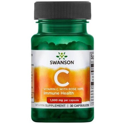 Swanson Vitamin C & Rose Hips Extract (Vit.C & Macese) 1000 mg, 30 Capsule Beneficii Vitamina C &amp; Macese: antioxidant, ajuta