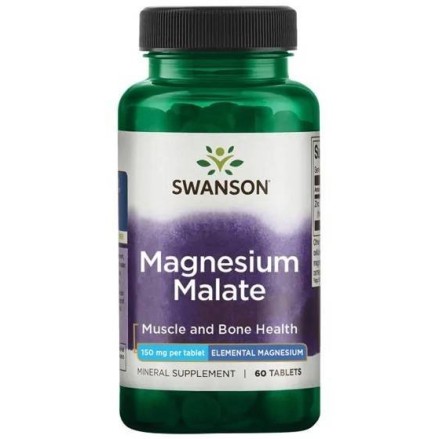 Swanson Magneziu Malat 1000 mg 60 Tablete Este un factor crucial atât pentru relaxarea musculară, cât și pentru sănătatea inimii