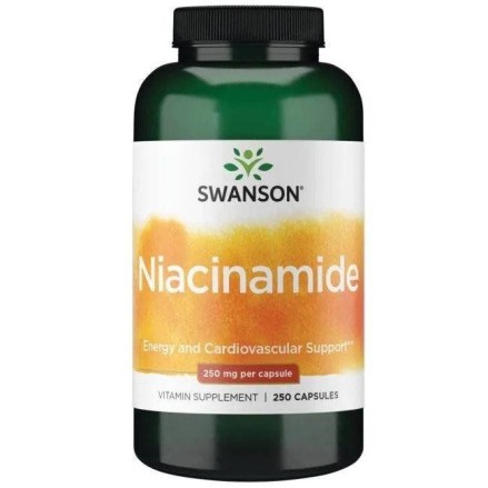 Swanson Niacinamide - Vitamina B3 250 mg - 250 Capsule Beneficii Niacinamide: metabolizarea normala a energiei, contribuie la re
