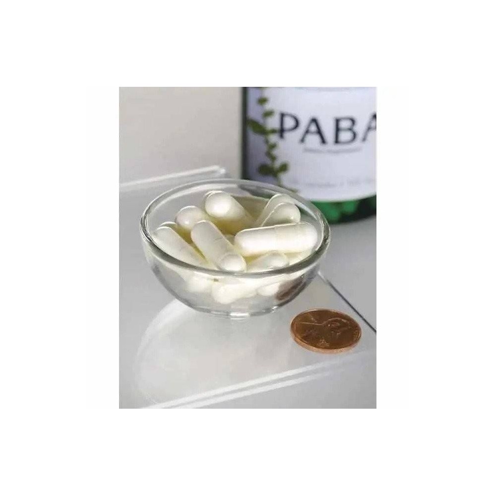 Swanson Paba 500 mg 120 Capsule Beneficii Paba: Vitamina B, Antioxidant puternic, utilizat în produse de protecție solară și pro
