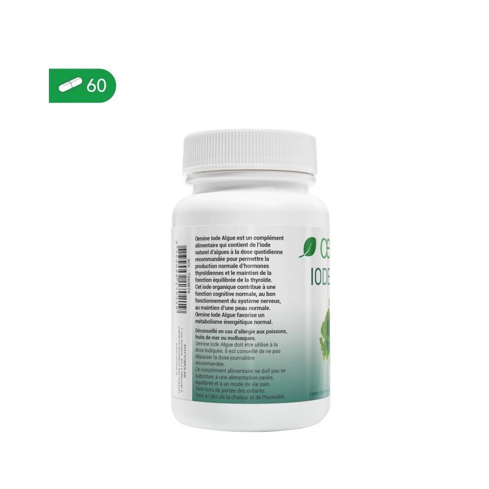 Iod organic din alge marine Kelp 60 Capsule, Oemine Iod organic din alge marine Kelp beneficii: imbunatateste metabolismul, prot