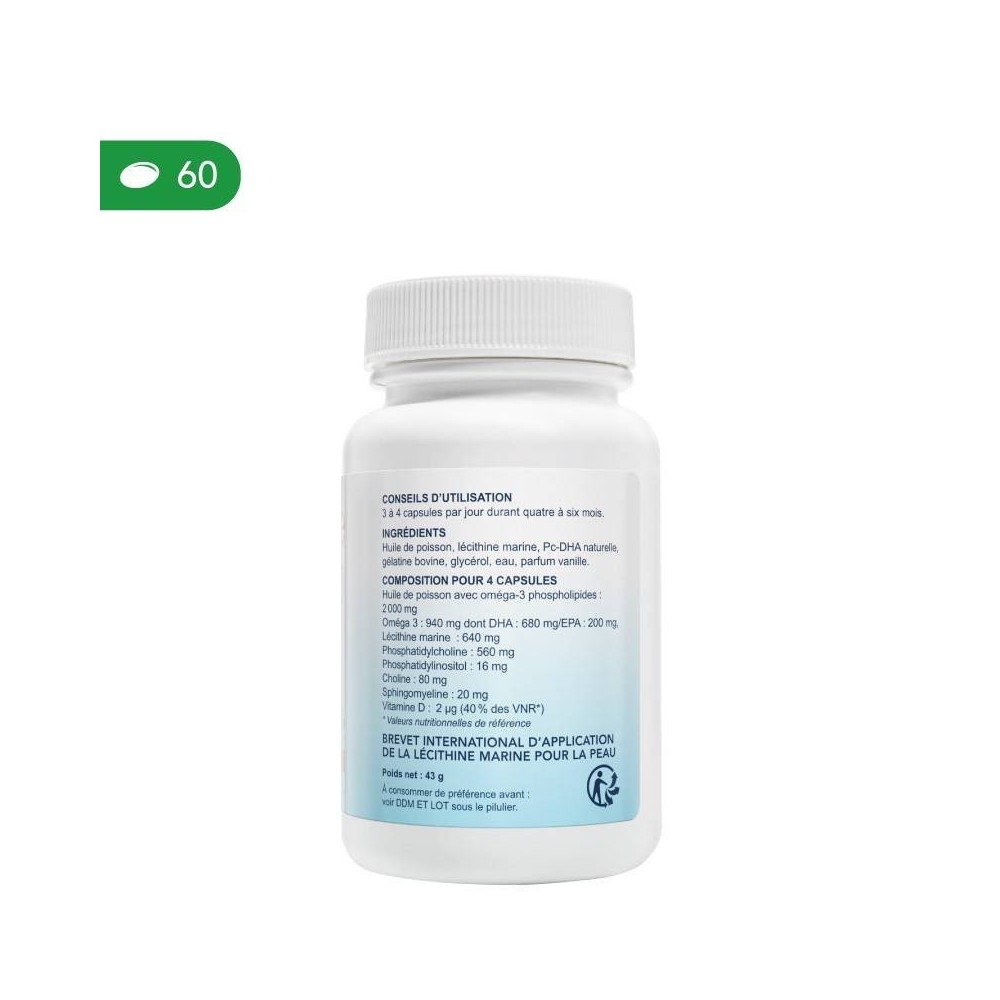 Oemine P.S.O. 400 (Lecitina marina-Omega 3) 60 capsule Lecitina marina mai concentrata sub forma de capsule, asociata cu uleiul 