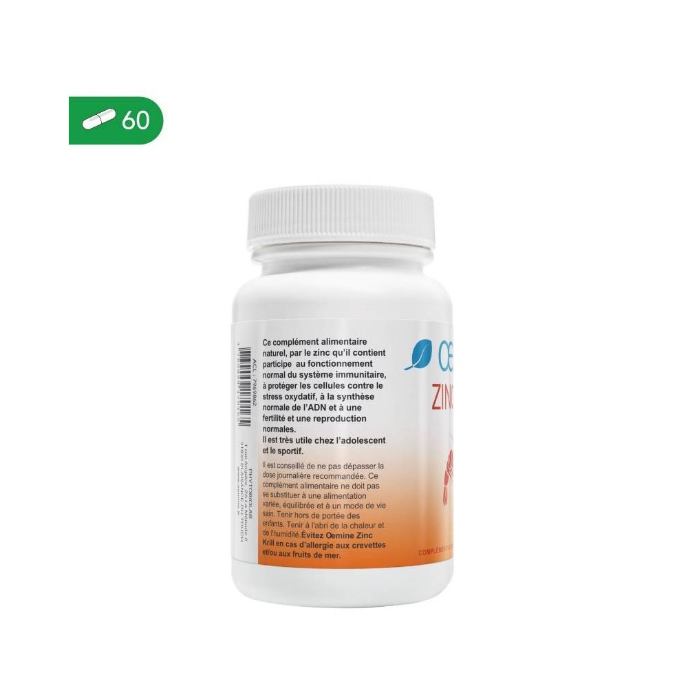 Oemine Zinc Krill, 60 gelule Beneficii Zinc: mentinerea oaselor sanatoase, pentru o piele normala, unghii si par sanatos, mentin