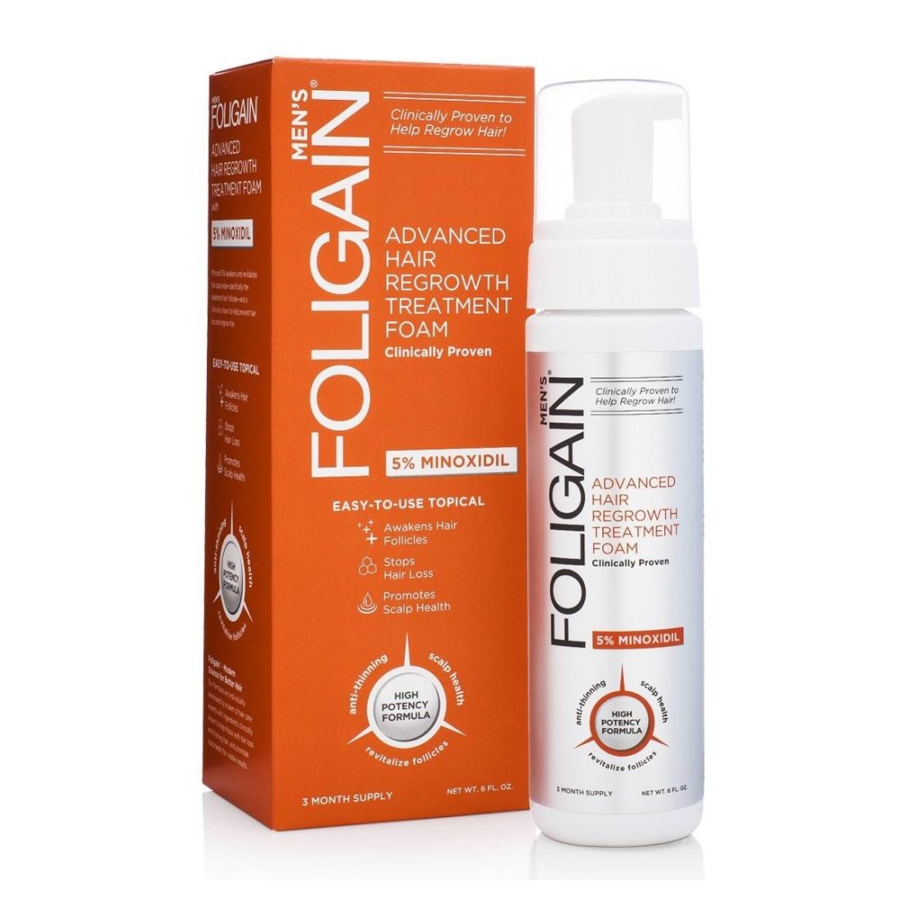 Foligain Minoxidil 5% Spuma regenerare par pentru Barbati (3 x 60ml) 3 luni FOLIGAIN MINOXIDIL FOAM pentru Barbati este o spuma 