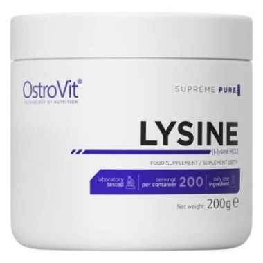 OstroVit Supreme Pure Lysine pulbere 200 grame Beneficii L-Lizina: ajuta la producerea de enzime, hormoni si anticorpi, componen