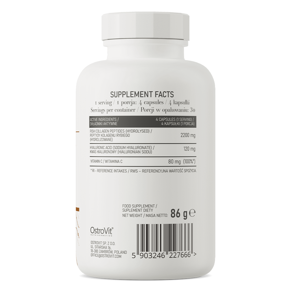 Marine Collagen + Hyaluronic Acid + Vitamina C 120 Capsule, OstroVit Marine Colagen + Hyaluronic Acid + Vitamina C beneficii - i