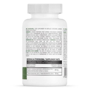 Resveratrol Trans Vege 60 Capsule, OstroVit Resveratrol Trans Vege beneficii: mentine sanatatea colonului, antioxidant natural p