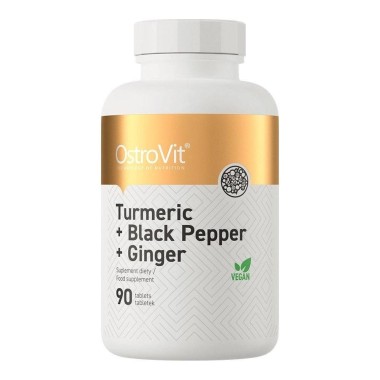 OstroVit Curcuma + Piper negru + Ghimbir 90 Tablete Proprietati OstroVit Turmeric + Piper negru + Ghimbir: Poate ajuta la accele