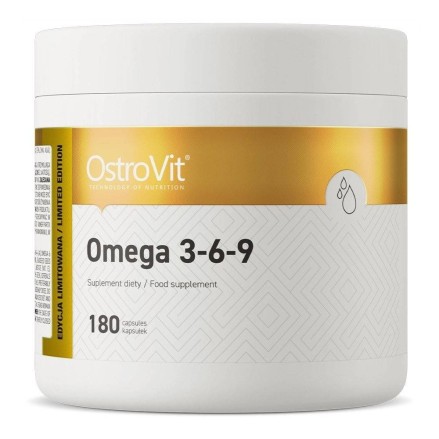 OstroVit Omega 3-6-9 180 Capsule (pentru colesterol si triglicerde marite) OMEGA 3-6-9: Sprijină sănătatea inimii si un nivel să