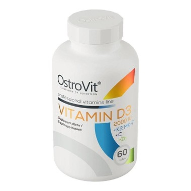 OstroVit Vitamin D3 2000 IU + K2 MK-7 + VC + Zinc - 60 Capsule Beneficii: va permite sa aveti grija de sanatate, sustine formare