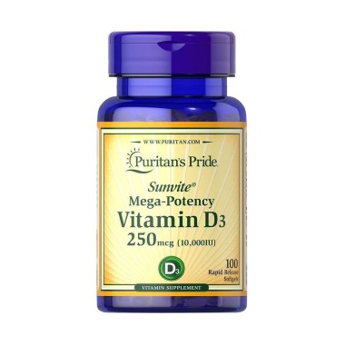 Vitamina D3 10000 ui 100 Capsule, Puritan's Pride Vitamina D3 10.000 ui beneficii: sustine sanatatea oaselor, ajuta la reducerea
