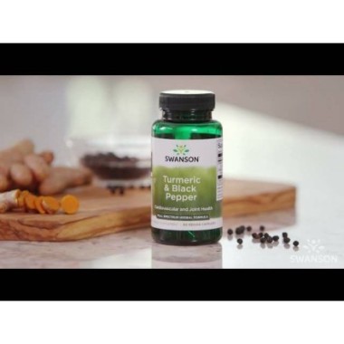 Turmeric & Black Pepper 60 Capsule, Swanson Turmeric si piper negru beneficii: absorbtie mai buna a curcuminei, un remediu puter