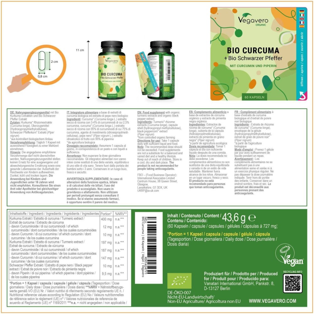 Vegavero Curcumina + Piperina Organic 60 Capsule Curcuma beneficii pentru sanatate: capacitate anti-inflamatorie, curcumina ajut