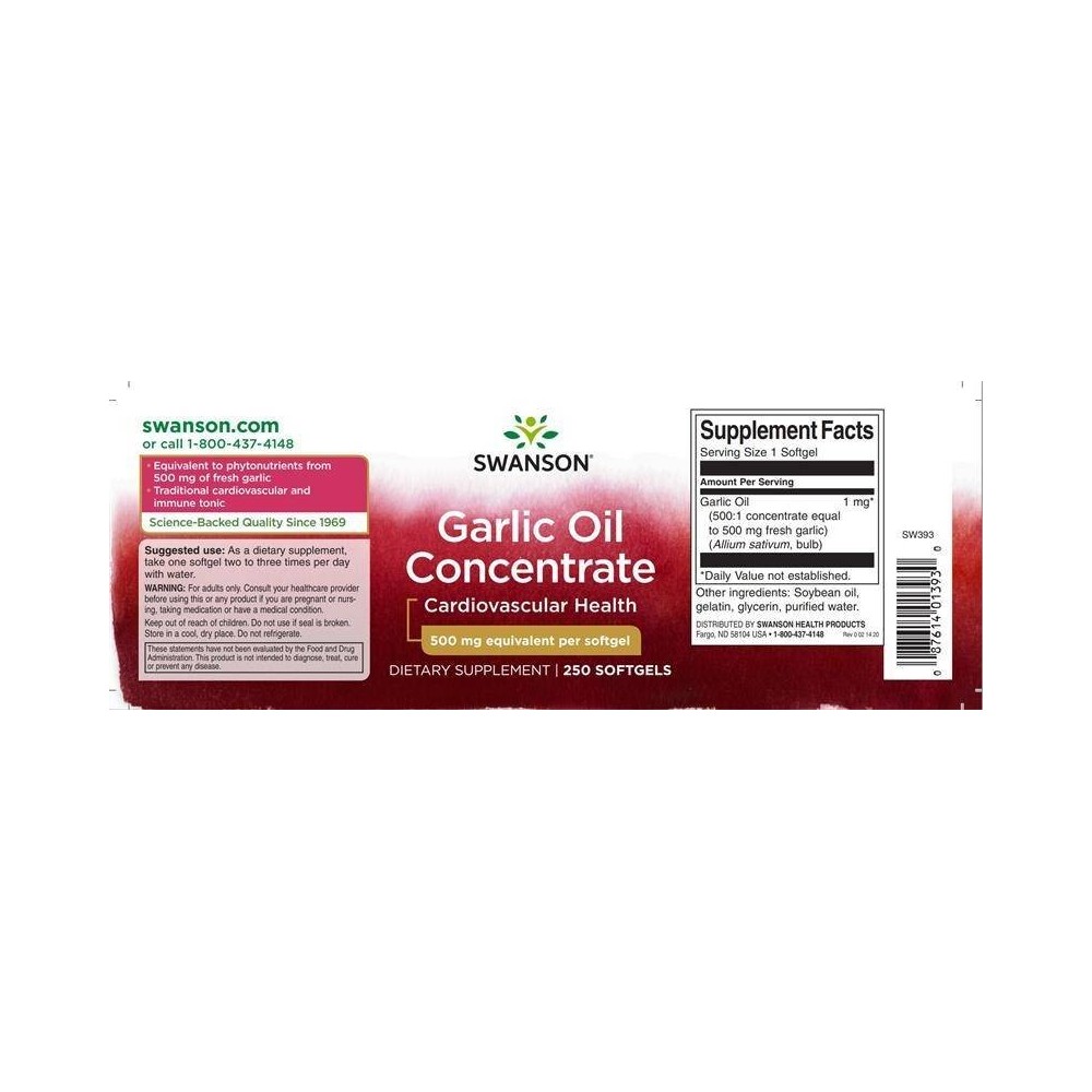 Garlic Oil - Ulei Usturoi Concentrat 500 mg 250 Capsule, Swanson Garlic Oil - Ulei Usturoi Concentrat Beneficii: poate ajuta la 