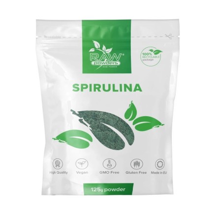 Spirulina pulbere 125 grame, Raw Powders Beneficiile pentru sanatate ale spirulinei: detoxifica metalele grele (in special arsen