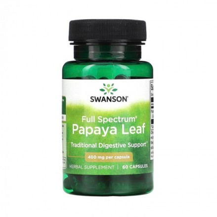 Full Spectrum Papaya Leaf 400mg 60 Capsule Swanson Papaya Leaf: Supliment Natural cu Beneficii Remarcabile Pentru Digestie, Imun
