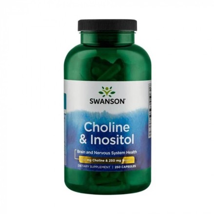 Choline & Inositol 250 Capsule Swanson Choline + Inositol beneficii: sustine functionarea sistemului nervos, participa la metabo