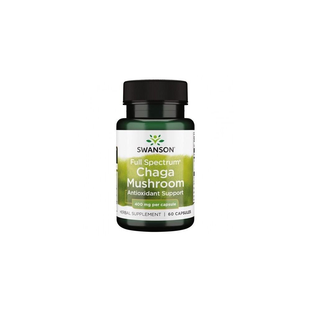 Full Spectrum Chaga Mushroom 400mg 60 Capsule Swanson Chaga Extract este un supliment alimentar pe baza de ciuperci care ofera o