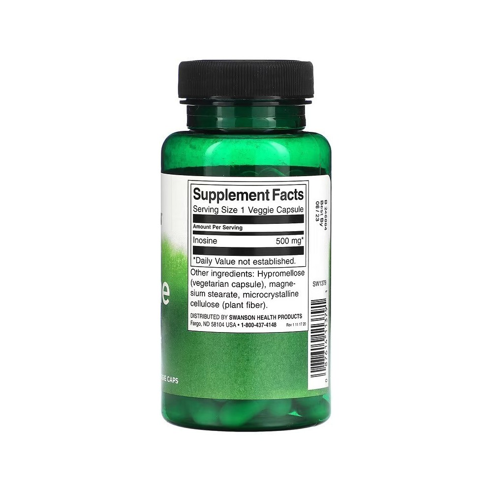 Inosine 500mg 60 Capsule Swanson Beneficii Inozina: sursa importanta de energie, reduce oboseala musculara, ajuta la sinteza pro
