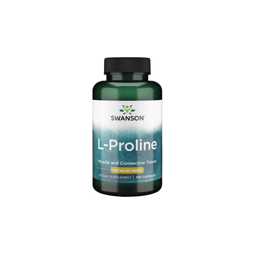 L-Proline 500mg 100 Capsule Swanson L-prolina este un aminoacid cu un rol important ca fundament in sintetizarea colagenului. L-