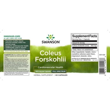 Full Spectrum Coleus Forskohlii 400mg 60 Capsule Swanson Forskolin este compus, care poate ajuta la arderea grasimilor. Eficient
