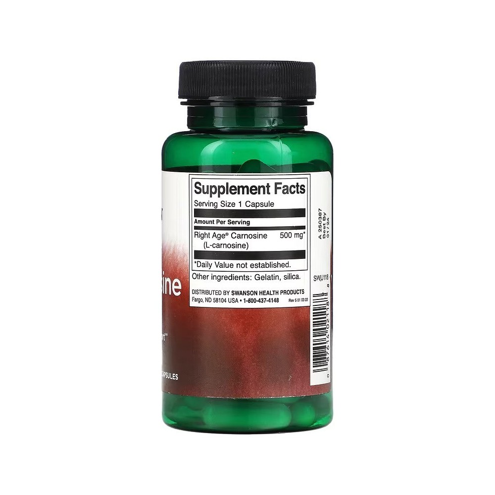 L-Carnosine (Carnozina) 500mg 60 Capsule Swanson Carnosina are un rol extrem de important în creșterea forței musculare și a and