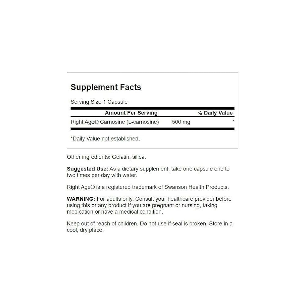 L-Carnosine (Carnozina) 500mg 60 Capsule Swanson Carnosina are un rol extrem de important în creșterea forței musculare și a and