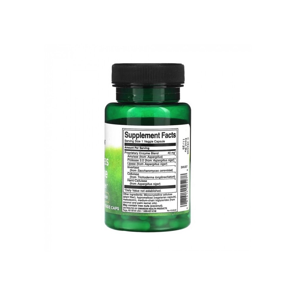 Anti-Gas Enzymes 90 Capsule Swanson Swanson's Anti-Gas Enzyme este un supliment alimentar inovator conceput pentru a susține pro