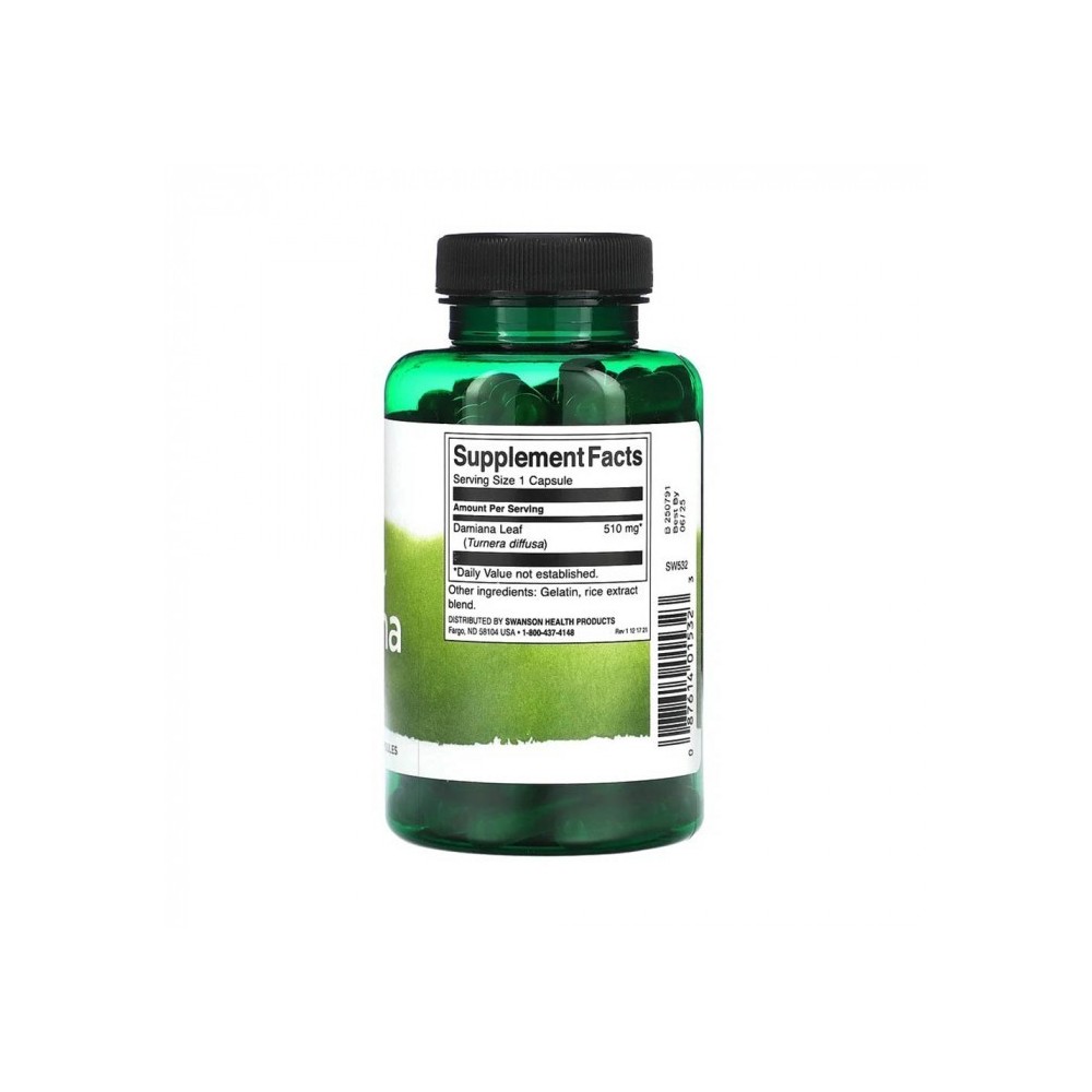 Full Spectrum Damiana 510 mg 100 Capsule Swanson Damiana beneficii: afrodisiacă, are acţiune de stimulare a secreţiei de testost