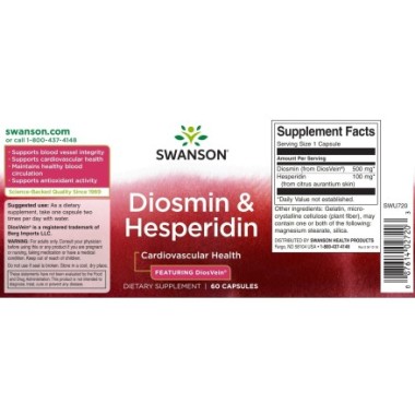 Diosmin & Hesperidin 100 mg / 500 mg 60 Capsule Swanson Insuficienta venoasa cronica, care poate fi ameliorata prin hesperidina 