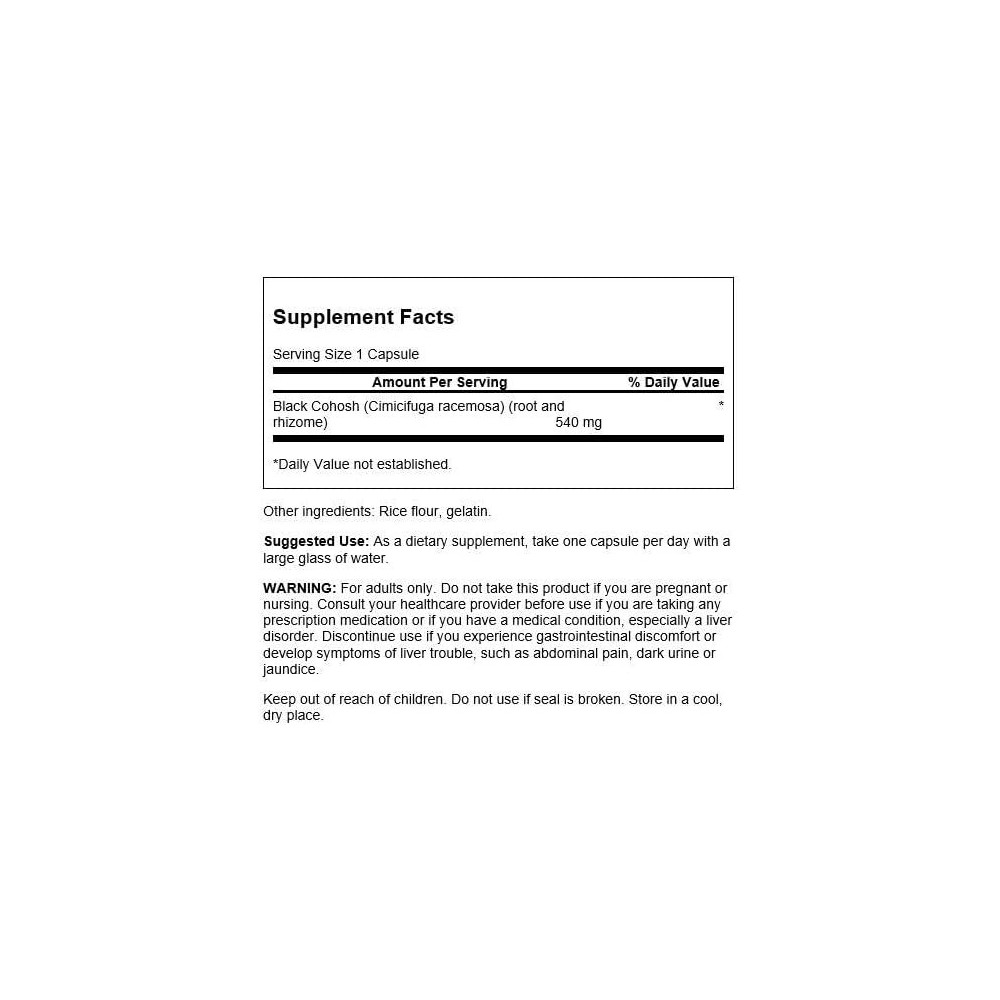 Full Spectrum Black Cohosh 540 mg 60 Capsule Swanson Supliment alimentar Black Cohosh beneficii, Promovează echilibrul hormonal 