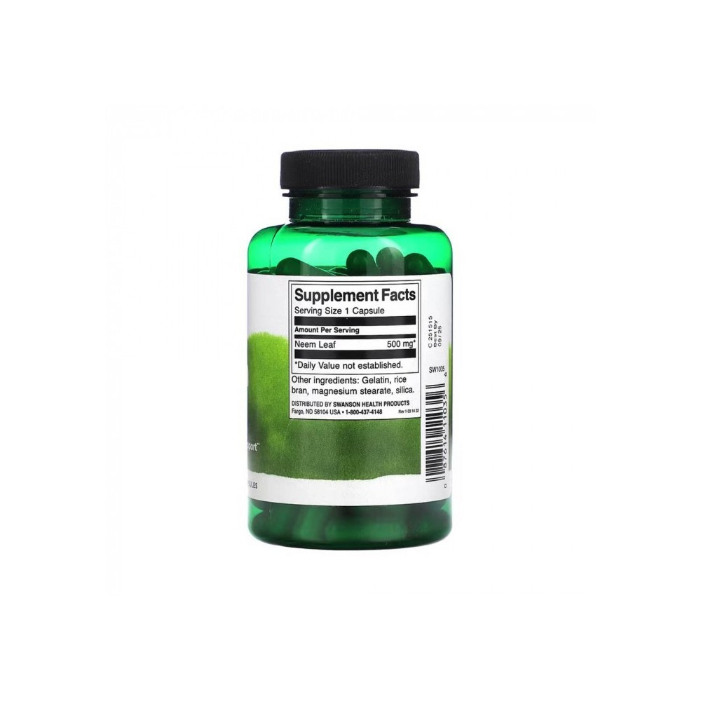 Neem Leaf - Antifungic si Antibacterian 500 mg 100 Capsule Swanson Beneficiile medicinale au fost descrise în special pentru fru