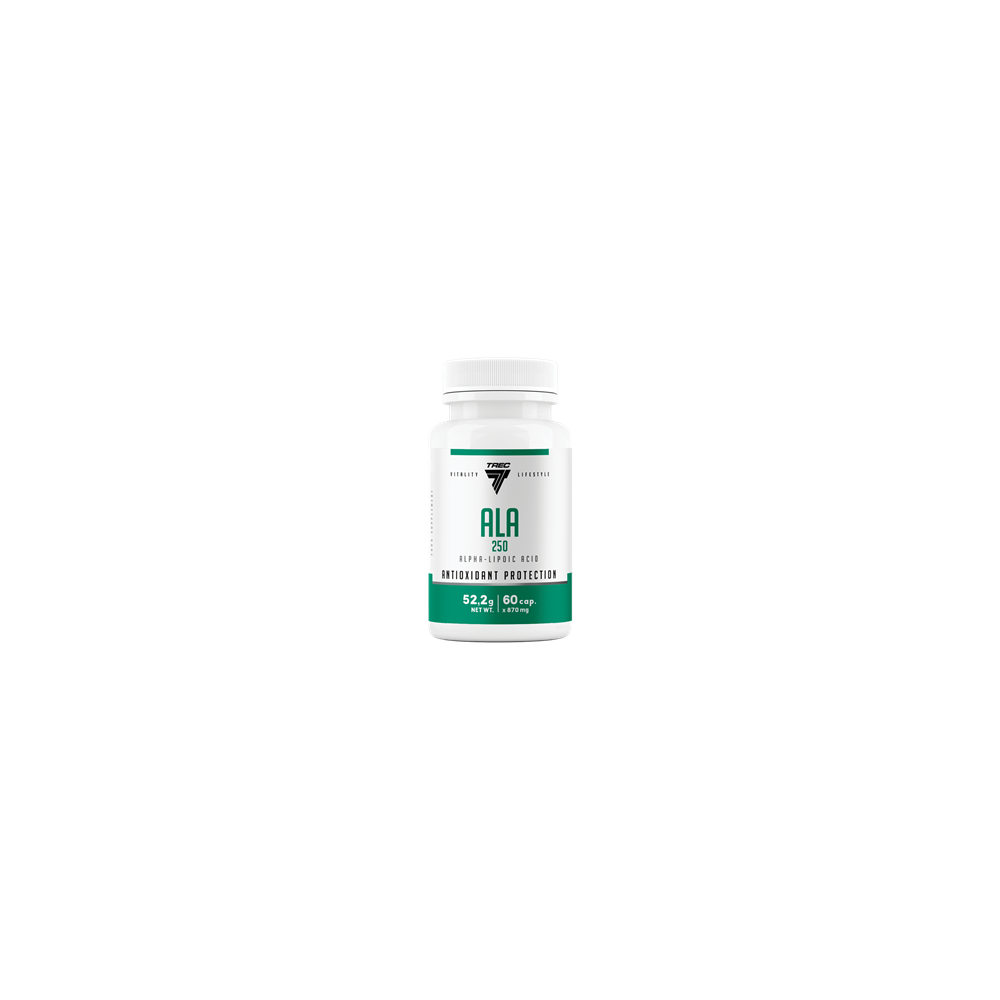ALA (Acid alfa-lipoic) 250mg 60 Capsule, Trec Nutrition Acid Alfa Lipoic beneficii: Are proprietati antioxidante puternice, mini