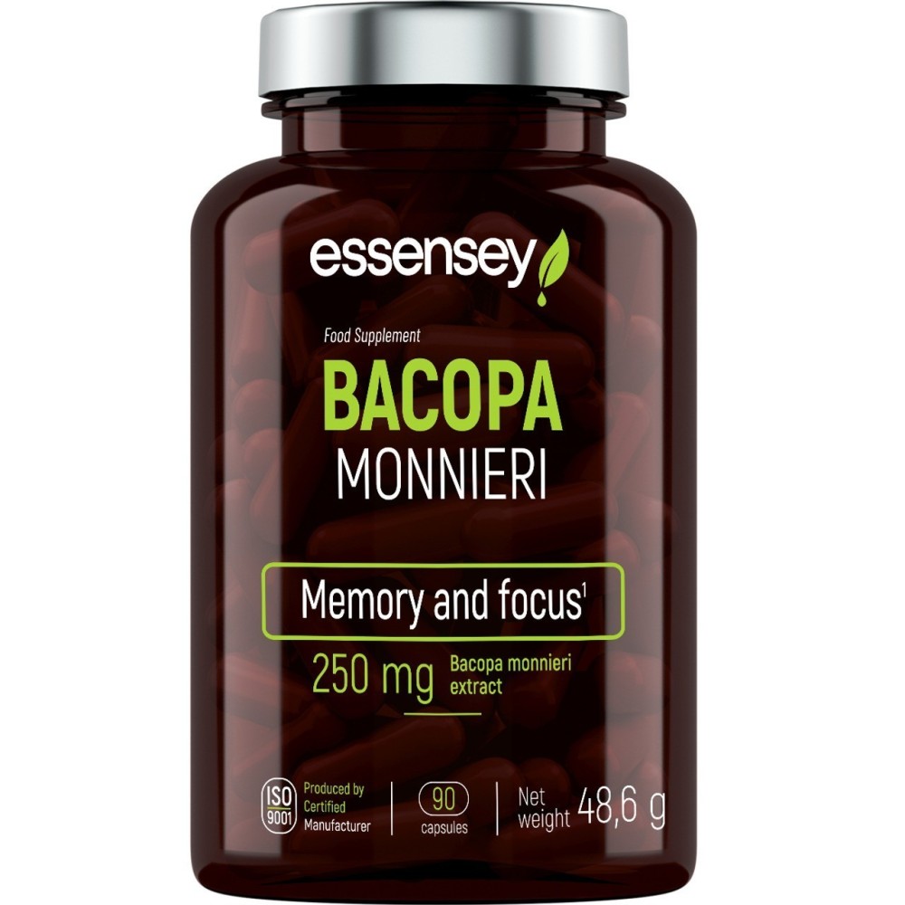 Bacopa Monnieri 90 Capsule, Essensey Suplimentul alimentar ESSENSEY BACOPA MONNIERI conține extract de bacopa din frunze mici, c Bacopa Monnieri 90 Capsule, Essensey Suplimentul alimentar ESSENSEY BACOPA MONNIERI conține extract de bacopa din frunze mici, c