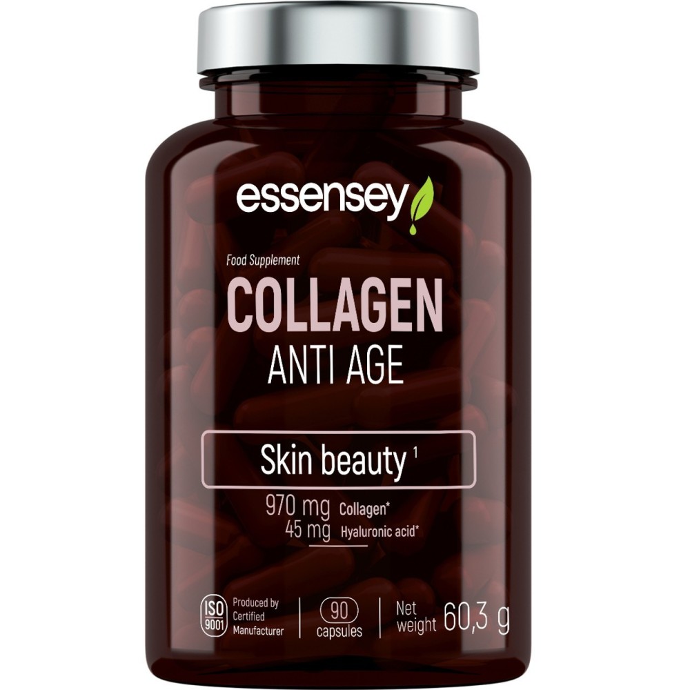 Colagen Anti Age + Acid Haluronic + Vitamina C 90 Capsule, Essensey Suplimentul alimentar ESSENSEY Collagen Anti Age sub formă d Colagen Anti Age + Acid Haluronic + Vitamina C 90 Capsule, Essensey Suplimentul alimentar ESSENSEY Collagen Anti Age sub formă d