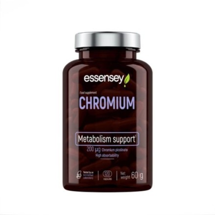 Chromium 200 mcg 120 Capsule, Essensey Beneficiile Cromului: ajuta la scaderea grasimii corporale, sprijina metabolismul, suport