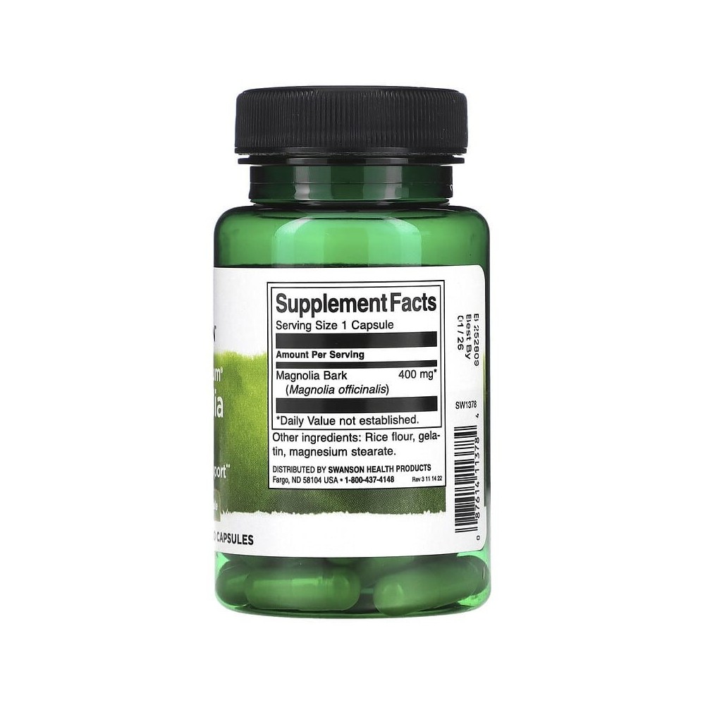 Magnolia Bark - Scoarta de Magnolia 400mg 60 Capsule, Swanson Una dintre caracteristicile principale ale extractului de magnolia