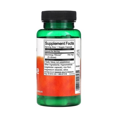 D-Ribose - Riboza 750 mg 60 Capsule, Swanson Fără riboză, corpurile noastre ar rămâne rapid fără energie și ar pierde capacitate