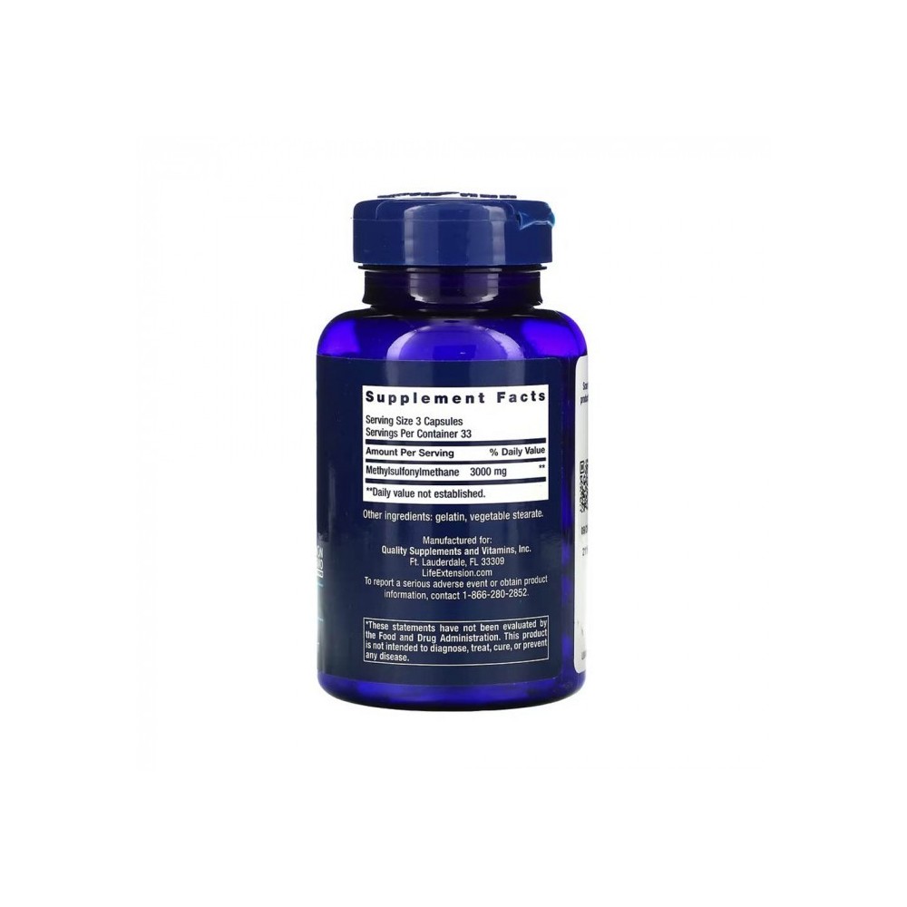 MSM (Methylsulfonylmethane) 1.000mg 100 Capsule, Life Extension MSM-ul contribuie la sănătatea articulațiilor datorită efectelor