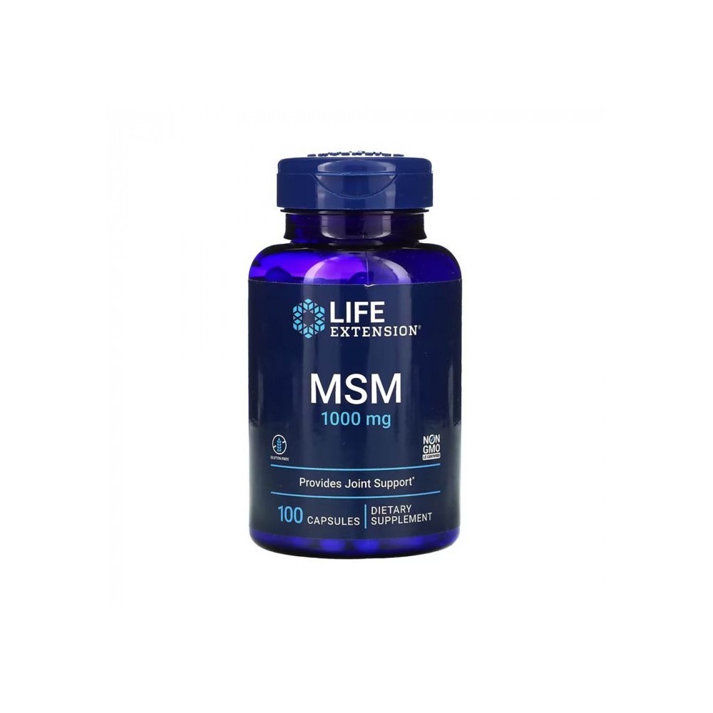 MSM (Methylsulfonylmethane) 1.000mg 100 Capsule, Life Extension MSM-ul contribuie la sănătatea articulațiilor datorită efectelor