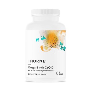 Omega 3 + Coenzyme Q10 90 Capsule, Thorne Research Omega-3 de la Thorne cu CoQ10 conține cei mai importanți doi acizi grași omeg