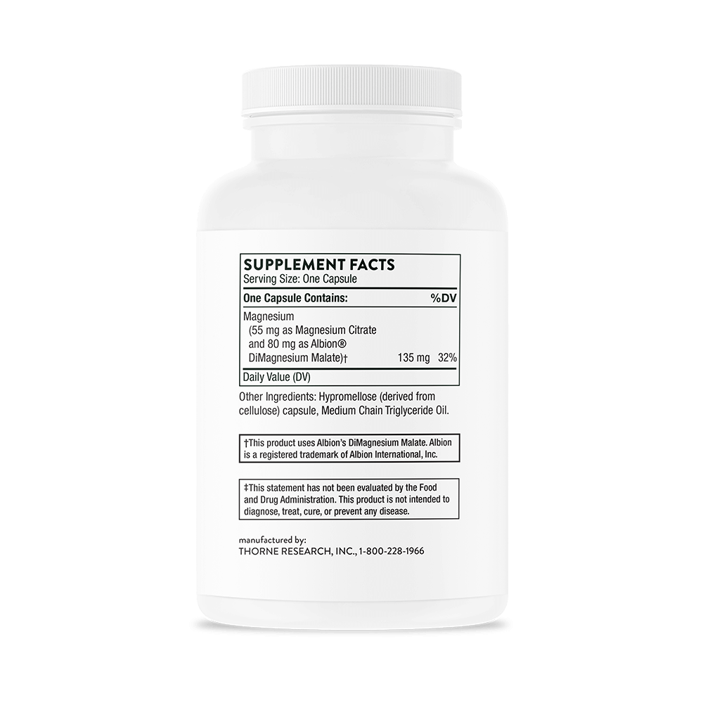 Magnesium CitraMate 135mg 90 Capsule, Thorne Research Mineralul de magneziu este crucial pentru funcționarea corectă a organismu