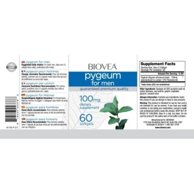 Biovea Pygeum 100 mg 60 Capsule, prostata barbati Beneficii Pygeum: reducerea edemului prostatei, reduce colesterolul, ajută la 