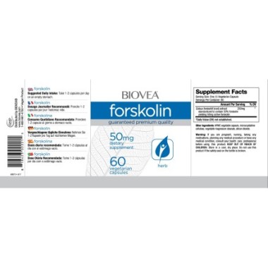 Biovea Forskolin 50mg 60 Capsule (2 capsule - 100 mg) Beneficii Forskolin: promovează sănătatea cardiovasculară, arde grăsimile 