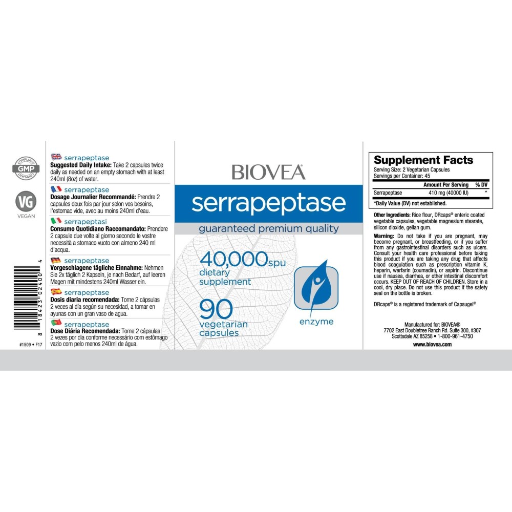 Biovea Serrapeptaza (Serrapeptase) 40,000 IU 90 Capsule Beneficii Serrapeptase: imbunătățește activitatea antibioticelor și lupt
