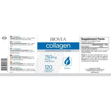 Colagen Hidrolizat Tip 1 & 3 120 Capsule, Biovea Colagen Hidrolizat beneficii: reduce liniile fine si ridurile, imbunătățește hi