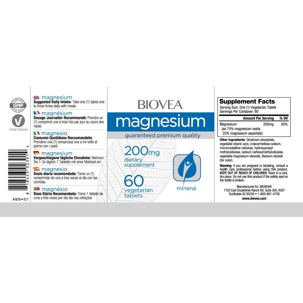 Biovea Magneziu 200mg 60 Pastile Cercetările arată că magneziul este de ajutor cu următoarele: ajută la transformarea carbohidra