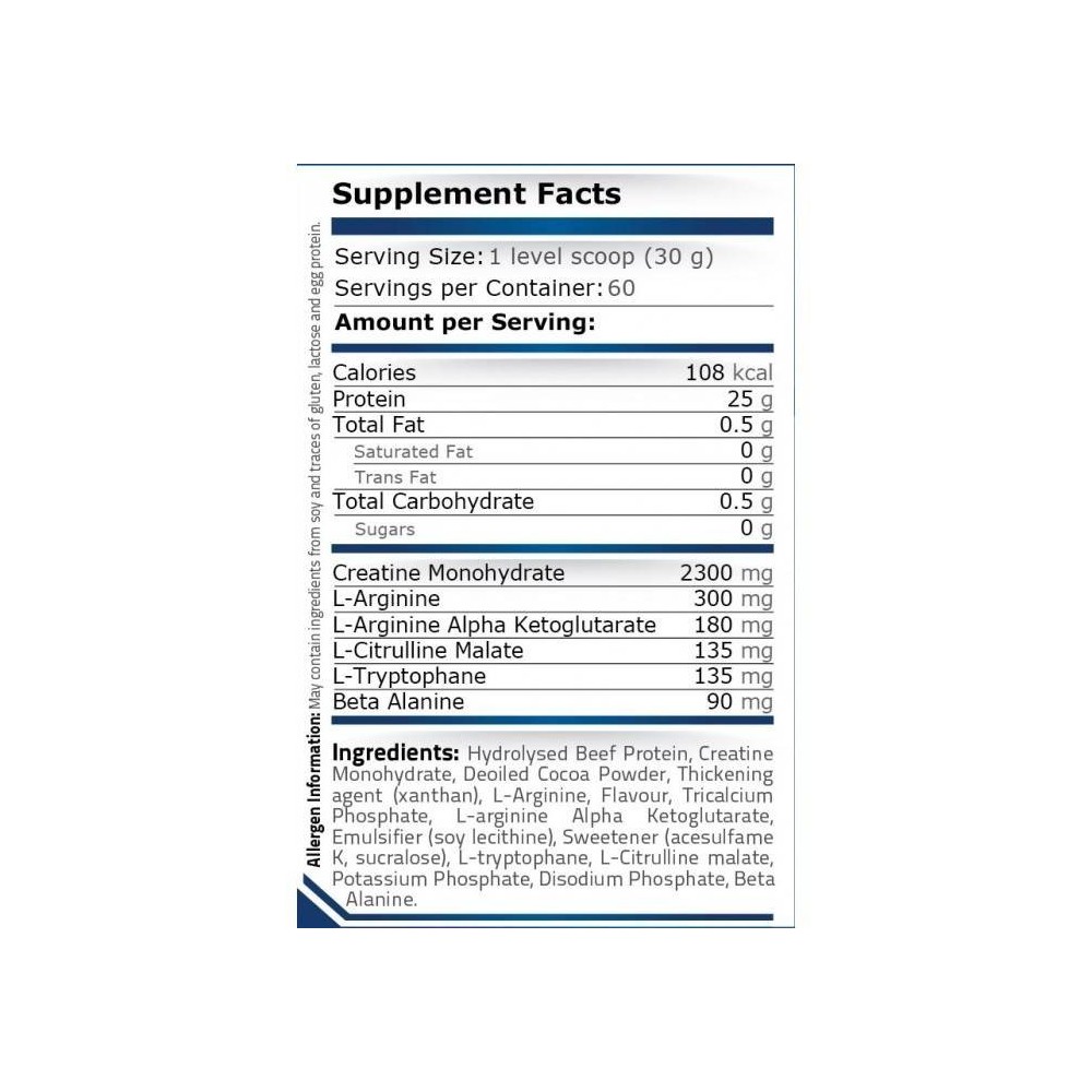 Pure Nutrition USA Beef Protein 1814 grame (Proteina din carne de vita) Beneficii Proteina din carne de vita: contine Creatina, 
