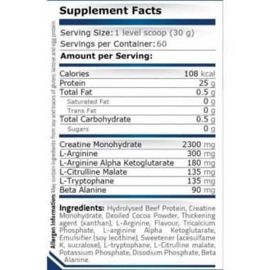 Pure Nutrition USA Beef Protein 1814 grame (Proteina din carne de vita) Beneficii Proteina din carne de vita: contine Creatina, 